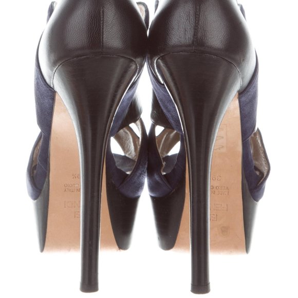 Fendi Blue suede platform with black leather 9.5 - Picture 4 of 5